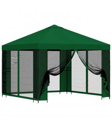 vidaXL Garden Gazebo with Sidewalls 3 x 3 m Green Polyester and Steel — Model: with 4 sidewalls