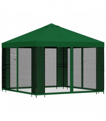 vidaXL Garden Gazebo with Sidewalls 3 x 3 m Green Polyester and Steel — Model: with 4 sidewalls