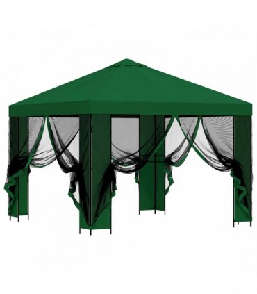 vidaXL Garden Gazebo with Sidewalls 3 x 3 m Green Polyester and Steel — Model: with 4 sidewalls