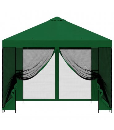 vidaXL Garden Gazebo with Sidewalls 3 x 3 m Green Polyester and Steel — Model: with 4 sidewalls