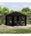 vidaXL Garden Gazebo with Sidewalls 3 x 3 m Black Polyester and Steel — Model: with 4 sidewalls