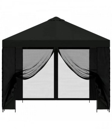 vidaXL Garden Gazebo with Sidewalls 3 x 3 m Black Polyester and Steel — Model: with 4 sidewalls