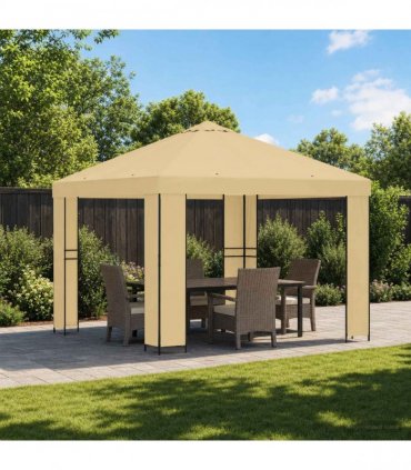 vidaXL Gazebo 3 x 3 m Cream Polyester and Steel 190 gsm — Model: without sidewall