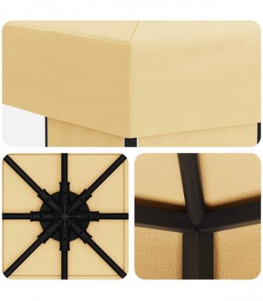 vidaXL Gazebo 3 x 3 m Cream Polyester and Steel 190 gsm — Model: without sidewall