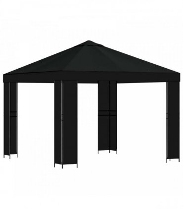 vidaXL Gazebo 3 x 3 m Black Polyester and Steel 190 gsm — Model: without sidewall
