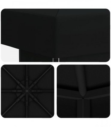 vidaXL Gazebo 3 x 3 m Black Polyester and Steel 190 gsm — Model: without sidewall
