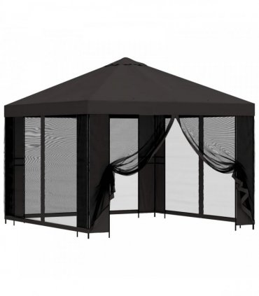 vidaXL Garden Gazebo with Sidewalls 3 x 3 m Anthracite — Model: with 4 sidewalls