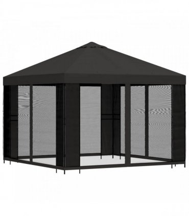 vidaXL Garden Gazebo with Sidewalls 3 x 3 m Anthracite — Model: with 4 sidewalls