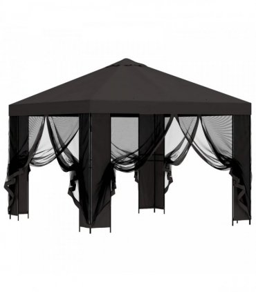 vidaXL Garden Gazebo with Sidewalls 3 x 3 m Anthracite — Model: with 4 sidewalls