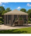vidaXL Garden Gazebo with Sidewalls 3 x 3 m Beige Polyester and Steel — Model: with 4 sidewalls