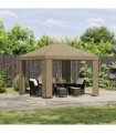 vidaXL Gazebo 3 x 3 m Beige Polyester and Steel 190 gsm — Model: without sidewall