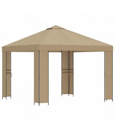 vidaXL Gazebo 3 x 3 m Beige Polyester and Steel 190 gsm — Model: without sidewall