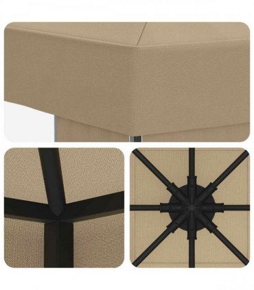 vidaXL Gazebo 3 x 3 m Beige Polyester and Steel 190 gsm — Model: without sidewall