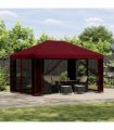 vidaXL Garden Gazebo with Sidewalls 4 x 3 m Burgundy — Model: with 4 sidewalls