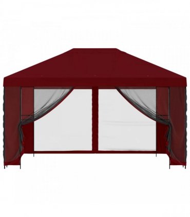 vidaXL Garden Gazebo with Sidewalls 4 x 3 m Burgundy — Model: with 4 sidewalls
