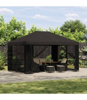 vidaXL Garden Gazebo with Sidewalls 4 x 3 m Anthracite — Model: with 4 sidewalls