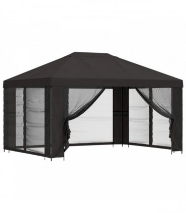 vidaXL Garden Gazebo with Sidewalls 4 x 3 m Anthracite — Model: with 4 sidewalls
