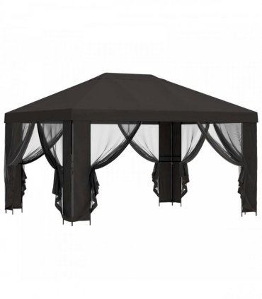 vidaXL Garden Gazebo with Sidewalls 4 x 3 m Anthracite — Model: with 4 sidewalls