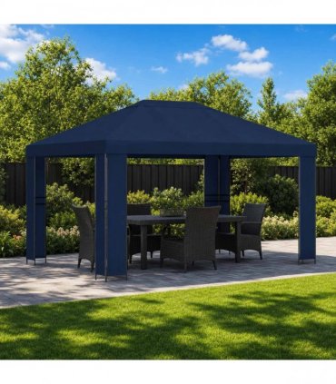 vidaXL Gazebo 4 x 3 m Blue Polyester and Steel 190 gsm — Model: without sidewall
