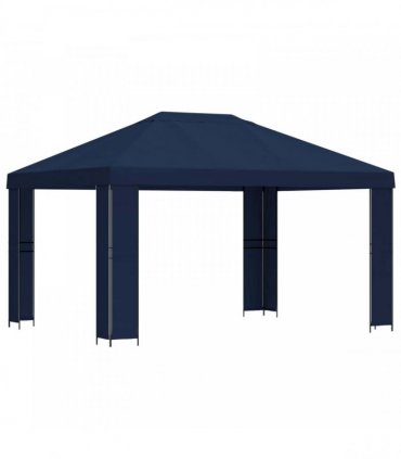 vidaXL Gazebo 4 x 3 m Blue Polyester and Steel 190 gsm — Model: without sidewall