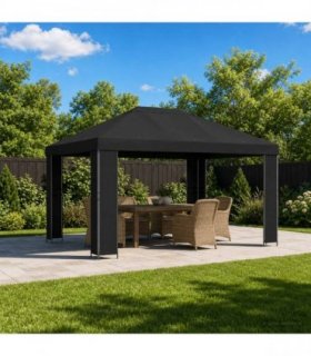 vidaXL Gazebo 4 x 3 m Black Polyester and Steel 190 gsm — Model: without sidewall