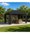 vidaXL Gazebo 4 x 3 m Black Polyester and Steel 190 gsm — Model: without sidewall