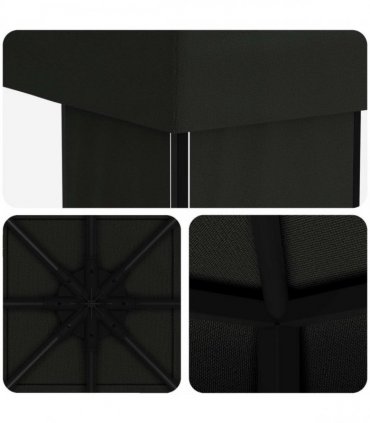 vidaXL Gazebo 4 x 3 m Black Polyester and Steel 190 gsm — Model: without sidewall