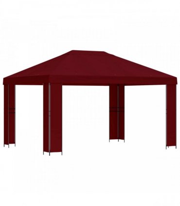 vidaXL Gazebo 4 x 3 m Burgundy Polyester and Steel 190 gsm — Model: without sidewall