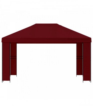 vidaXL Gazebo 4 x 3 m Burgundy Polyester and Steel 190 gsm — Model: without sidewall