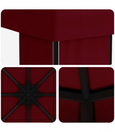 vidaXL Gazebo 4 x 3 m Burgundy Polyester and Steel 190 gsm — Model: without sidewall