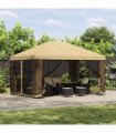 vidaXL Garden Gazebo with Sidewalls 4 x 3 m Cream Polyester and Steel — Model: with 4 sidewalls