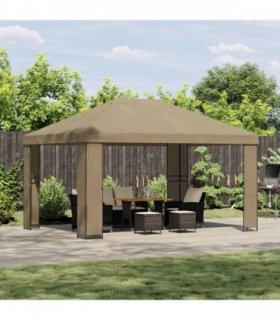 vidaXL Gazebo 4 x 3 m Beige Polyester and Steel 190 gsm — Model: without sidewall