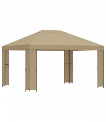 vidaXL Gazebo 4 x 3 m Beige Polyester and Steel 190 gsm — Model: without sidewall