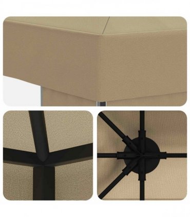 vidaXL Gazebo 4 x 3 m Beige Polyester and Steel 190 gsm — Model: without sidewall