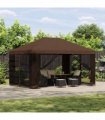 vidaXL Garden Gazebo with Sidewalls 4 x 3 m Brown Polyester and Steel — Model: with 4 sidewalls