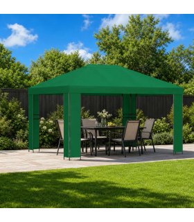 vidaXL Gazebo 4 x 3 m Green Polyester and Steel 190 gsm — Model: without sidewall