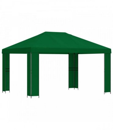 vidaXL Gazebo 4 x 3 m Green Polyester and Steel 190 gsm — Model: without sidewall