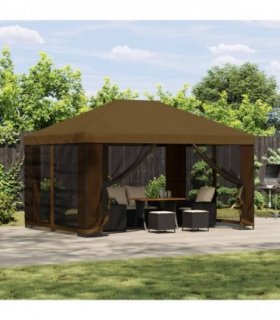 vidaXL Garden Gazebo with Sidewalls 4 x 3 m Taupe Polyester and Steel — Model: with 4 sidewalls