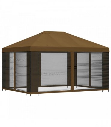vidaXL Garden Gazebo with Sidewalls 4 x 3 m Taupe Polyester and Steel — Model: with 4 sidewalls