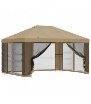 vidaXL Garden Gazebo with Sidewalls 4 x 3 m Beige Polyester and Steel — Model: with 4 sidewalls