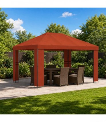vidaXL Gazebo 4 x 3 m Terracotta Polyester and Steel 190 gsm — Model: without sidewall