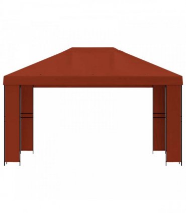 vidaXL Gazebo 4 x 3 m Terracotta Polyester and Steel 190 gsm — Model: without sidewall