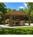 vidaXL Gazebo 4 x 3 m Taupe Polyester and Steel 190 gsm — Model: without sidewall