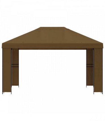 vidaXL Gazebo 4 x 3 m Taupe Polyester and Steel 190 gsm — Model: without sidewall