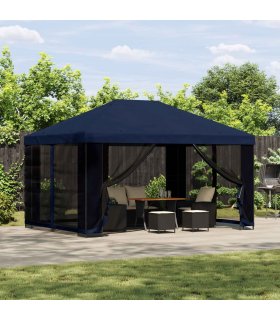 vidaXL Garden Gazebo with Sidewalls 4 x 3 m Blue Polyester and Steel — Model: with 4 sidewalls