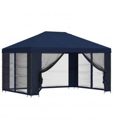 vidaXL Garden Gazebo with Sidewalls 4 x 3 m Blue Polyester and Steel — Model: with 4 sidewalls