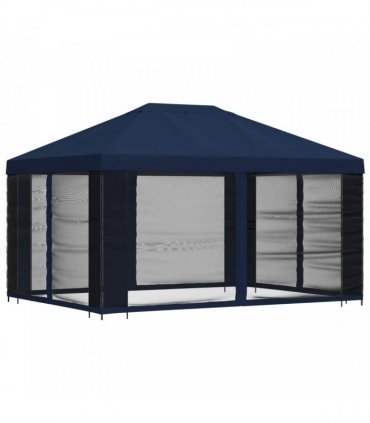 vidaXL Garden Gazebo with Sidewalls 4 x 3 m Blue Polyester and Steel — Model: with 4 sidewalls