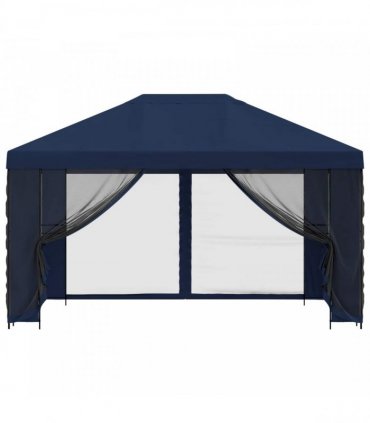 vidaXL Garden Gazebo with Sidewalls 4 x 3 m Blue Polyester and Steel — Model: with 4 sidewalls