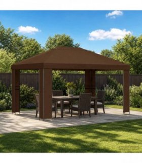 vidaXL Gazebo 4 x 3 m Brown Polyester and Steel 190 gsm — Model: without sidewall