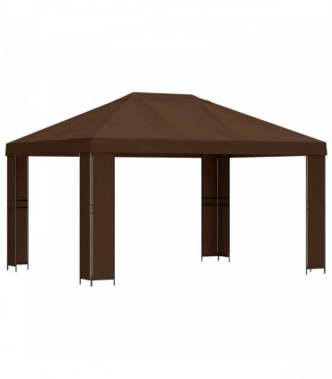 vidaXL Gazebo 4 x 3 m Brown Polyester and Steel 190 gsm — Model: without sidewall